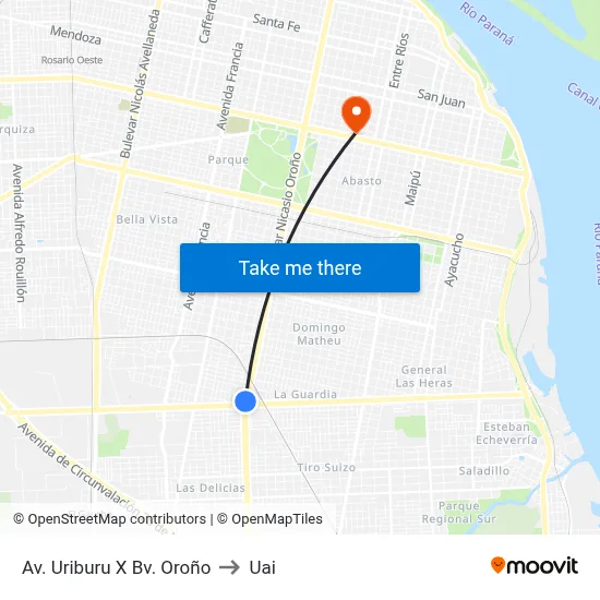 Av. Uriburu X Bv. Oroño to Uai map