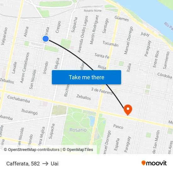 Cafferata, 582 to Uai map