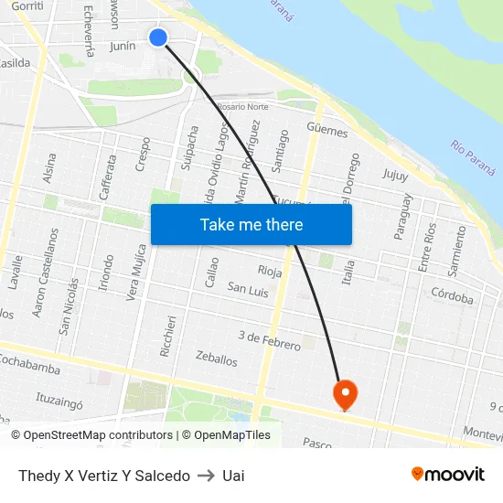 Thedy X Vertiz Y Salcedo to Uai map