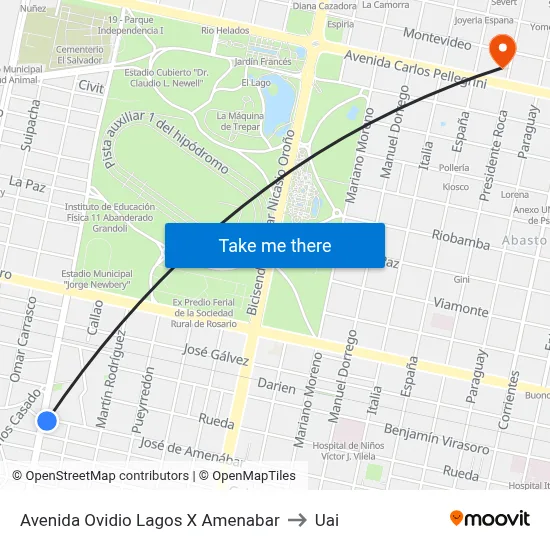 Avenida Ovidio Lagos X Amenabar to Uai map