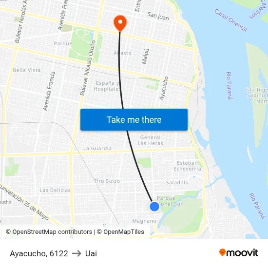 Ayacucho, 6122 to Uai map