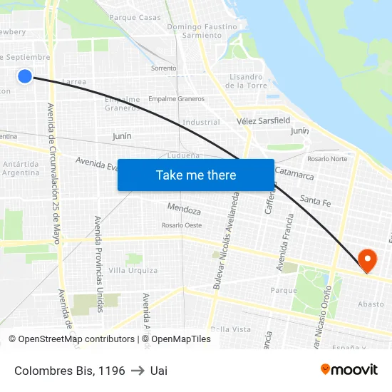 Colombres Bis, 1196 to Uai map
