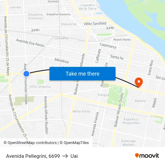 Avenida Pellegrini, 6699 to Uai map