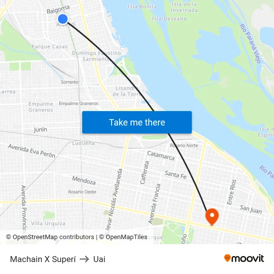 Machain X Superí to Uai map