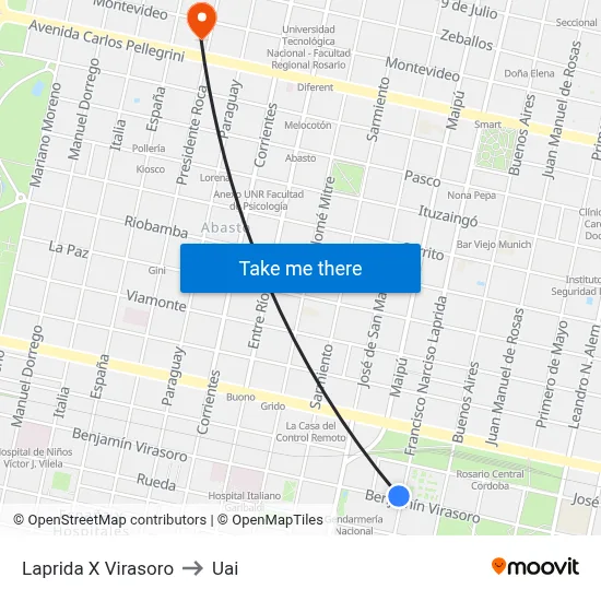 Laprida X Virasoro to Uai map