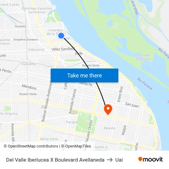 Del Valle Iberlucea X Boulevard Avellaneda to Uai map