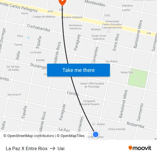 La Paz X Entre Ríos to Uai map