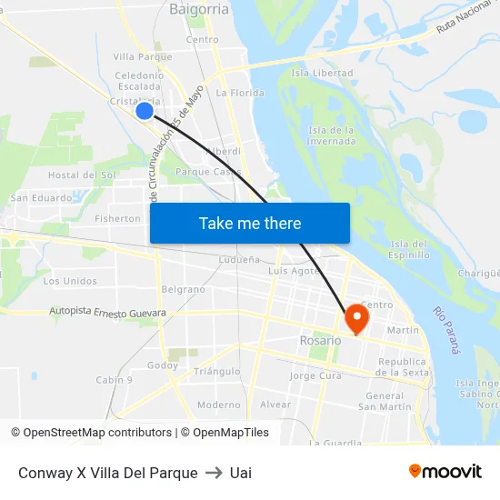 Conway X Villa Del Parque to Uai map