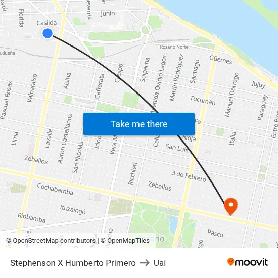 Stephenson X Humberto Primero to Uai map