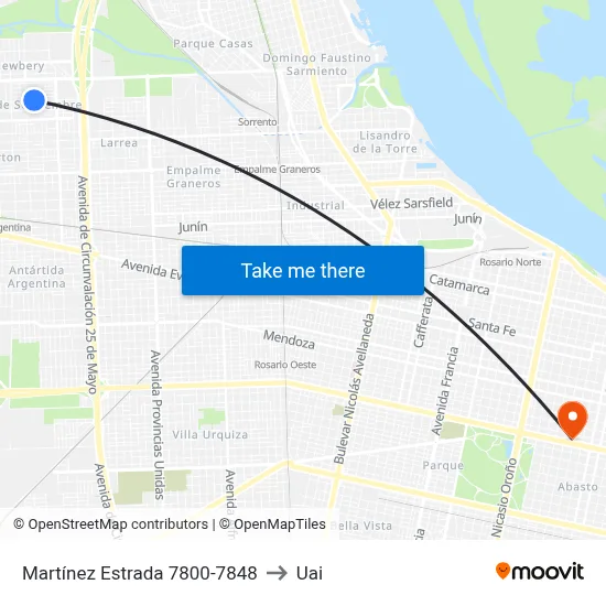 Martínez Estrada 7800-7848 to Uai map