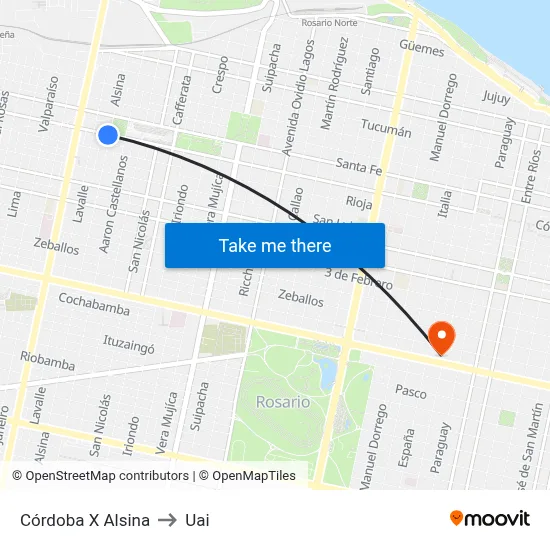 Córdoba X Alsina to Uai map