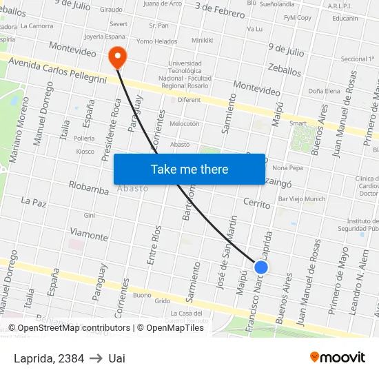 Laprida, 2384 to Uai map