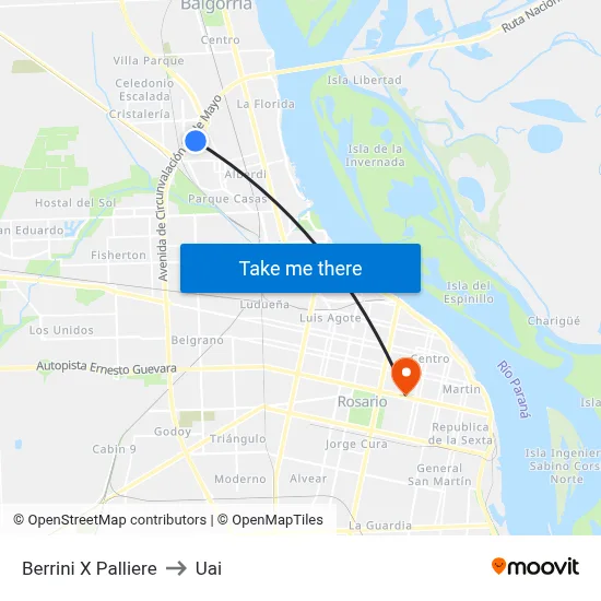 Berrini X Palliere to Uai map