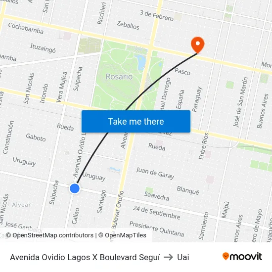 Avenida Ovidio Lagos X Boulevard Seguí to Uai map