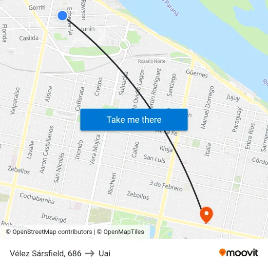 Vélez Sársfield, 686 to Uai map