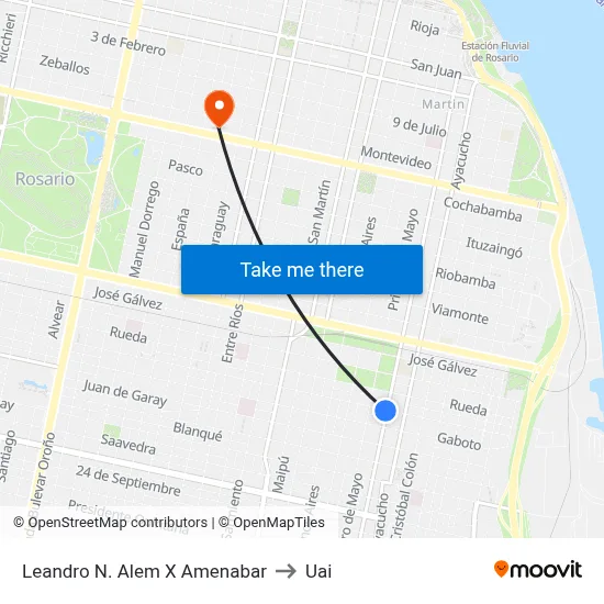 Leandro N. Alem X Amenabar to Uai map