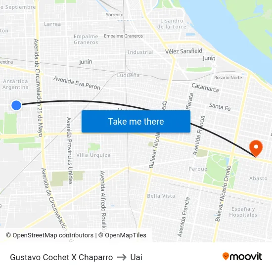 Gustavo Cochet X Chaparro to Uai map