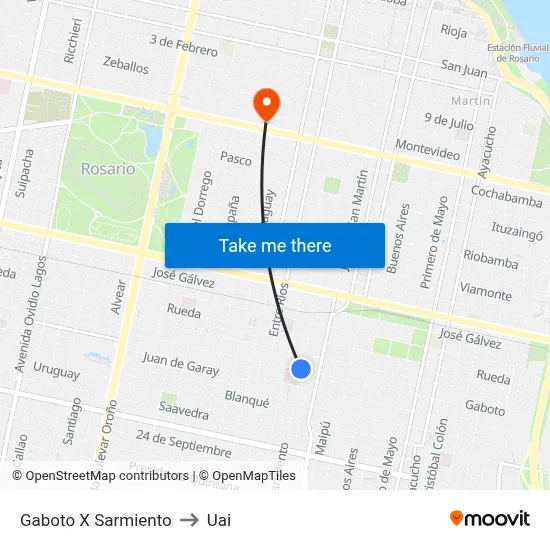 Gaboto X Sarmiento to Uai map