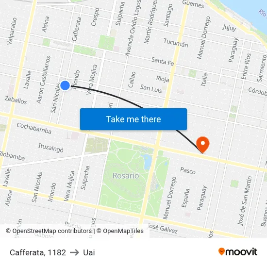 Cafferata, 1182 to Uai map