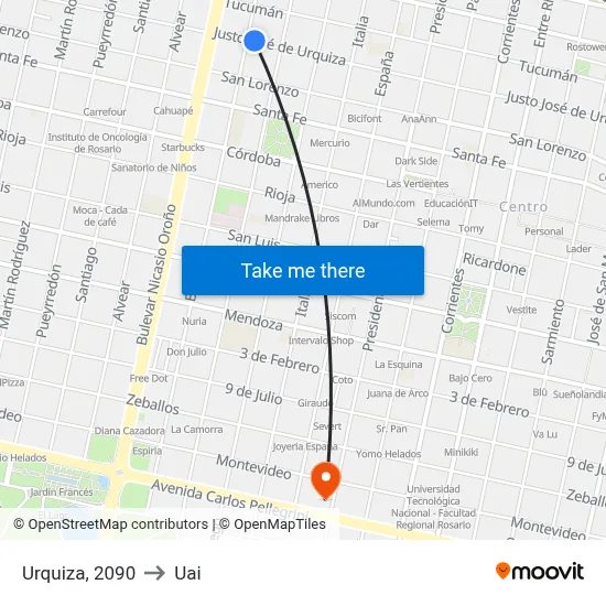Urquiza, 2090 to Uai map