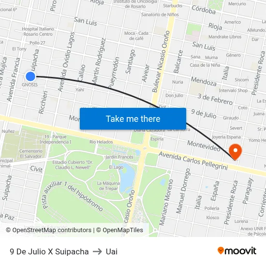 9 De Julio X Suipacha to Uai map