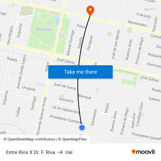 Entre Ríos X Dr. F. Riva to Uai map