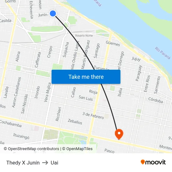 Thedy X Junín to Uai map