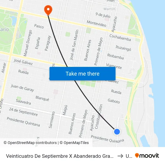 Veinticuatro De Septiembre X Abanderado Grandoli to Uai map