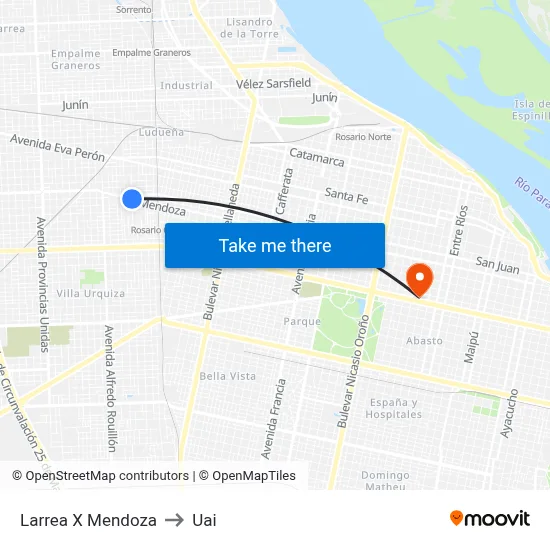 Larrea X Mendoza to Uai map