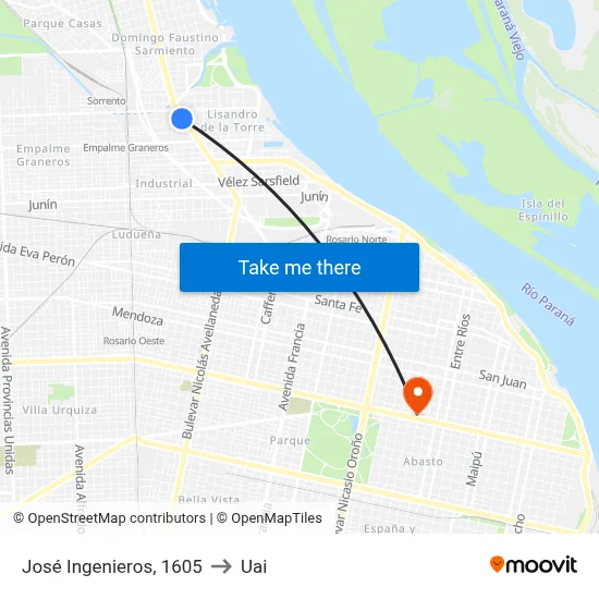 José Ingenieros, 1605 to Uai map