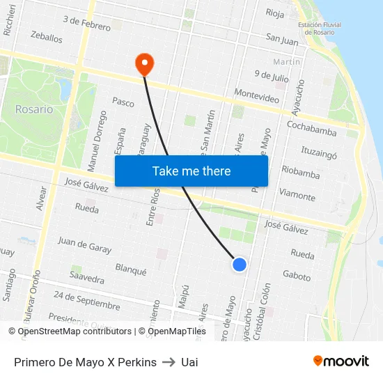 Primero De Mayo X Perkins to Uai map