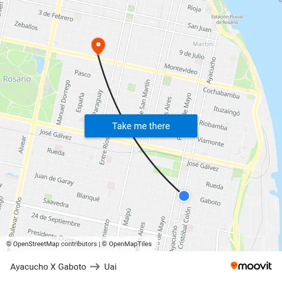 Ayacucho X Gaboto to Uai map