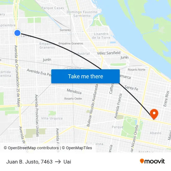 Juan B. Justo, 7463 to Uai map