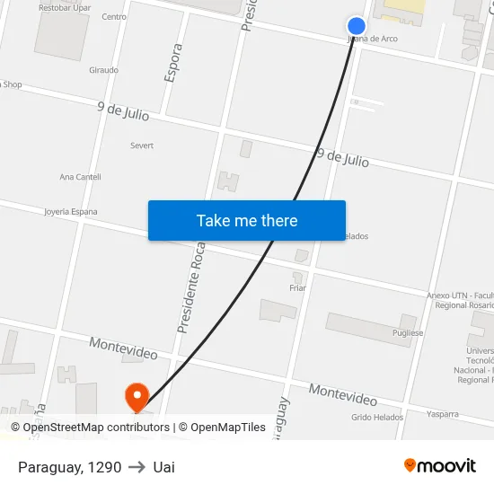 Paraguay, 1290 to Uai map