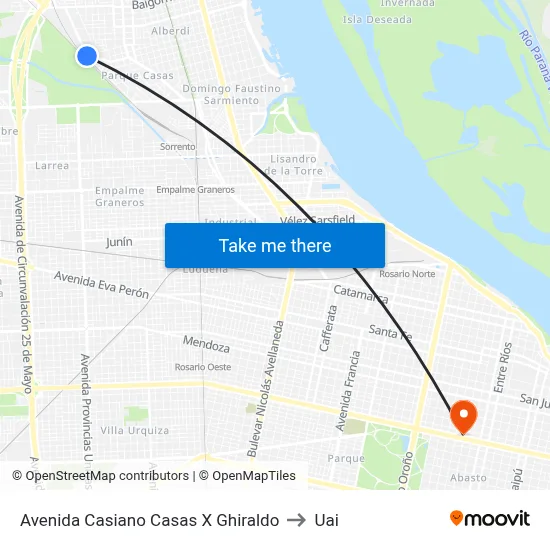 Avenida Casiano Casas X Ghiraldo to Uai map