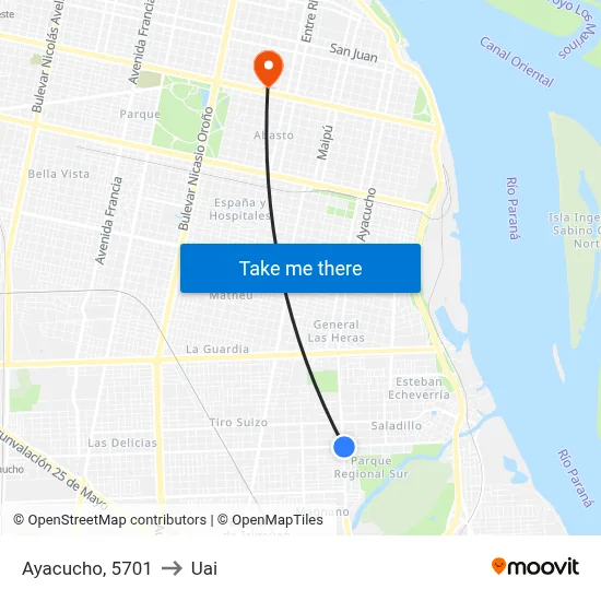 Ayacucho, 5701 to Uai map