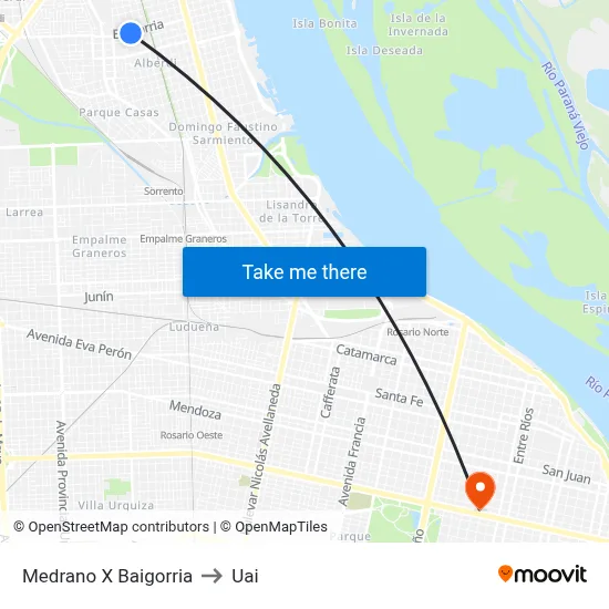 Medrano X Baigorria to Uai map