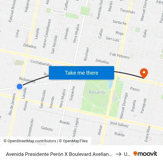 Avenida Presidente Perón X Boulevard Avellaneda to Uai map