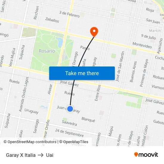 Garay X Italia to Uai map