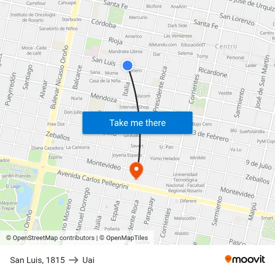 San Luis, 1815 to Uai map
