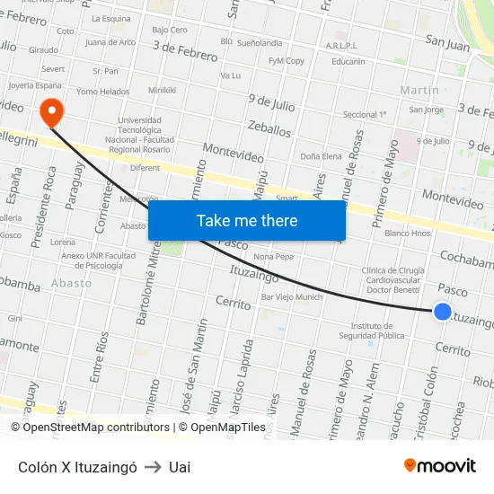 Colón X Ituzaingó to Uai map