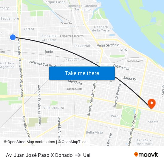 Av. Juan José Paso X Donado to Uai map