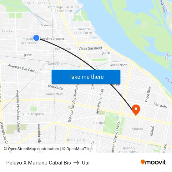 Pelayo X Mariano Cabal Bis to Uai map