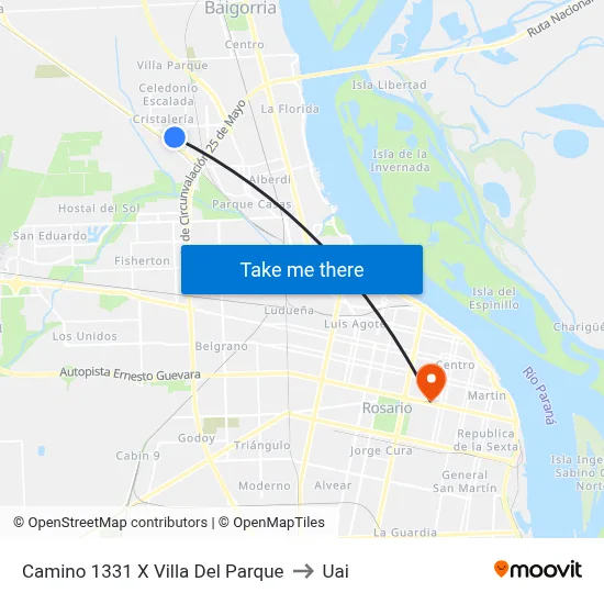 Camino 1331 X Villa Del Parque to Uai map