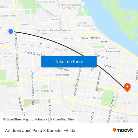 Av. Juan José Paso X Donado to Uai map