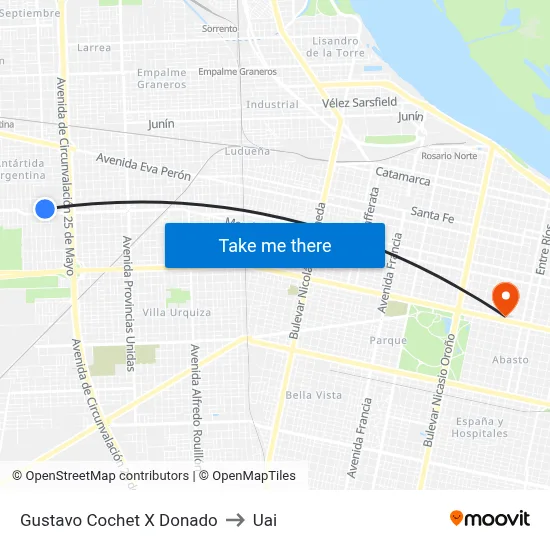 Gustavo Cochet X Donado to Uai map