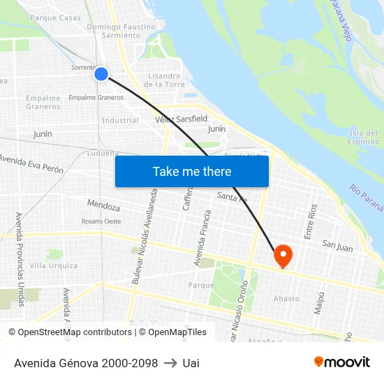 Avenida Génova 2000-2098 to Uai map
