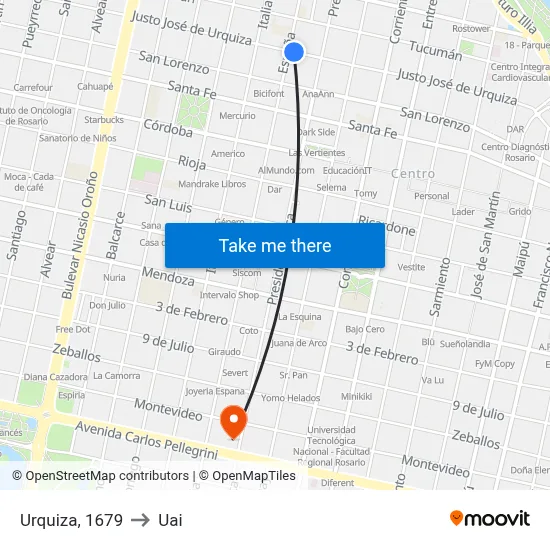 Urquiza, 1679 to Uai map