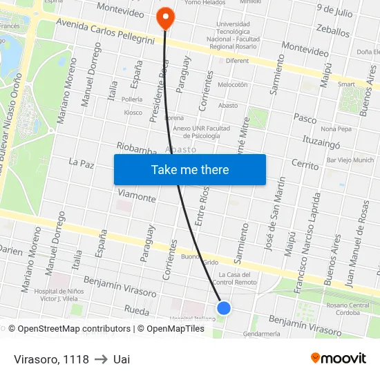 Virasoro, 1118 to Uai map