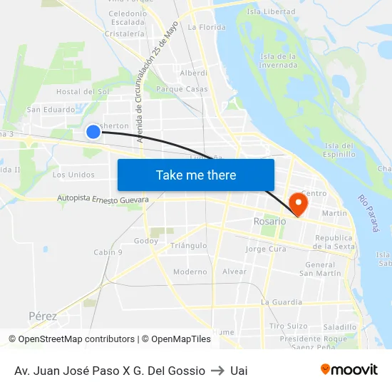 Av. Juan José Paso X G. Del Gossio to Uai map